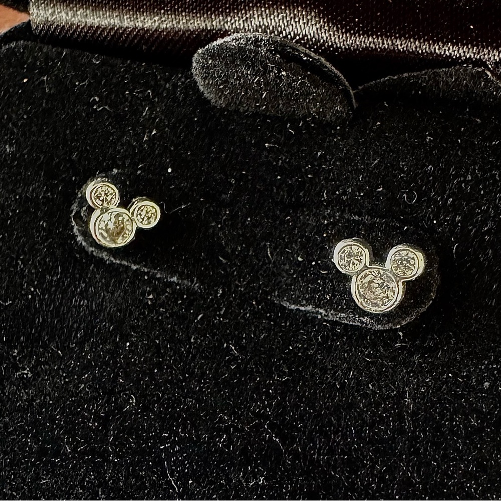Mickey Mouse CZ Stud Earrings in Sterling Silver